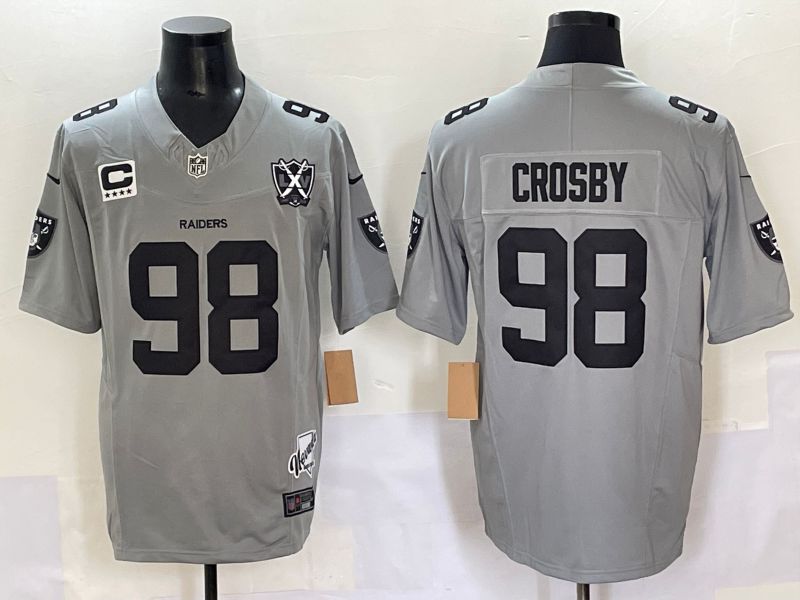 Men 2025 Oakland Raiders #98 Crosby Grey Throwback Three generations Nike Limited NFL Jersey style 2->indiana pacers->NBA Jersey